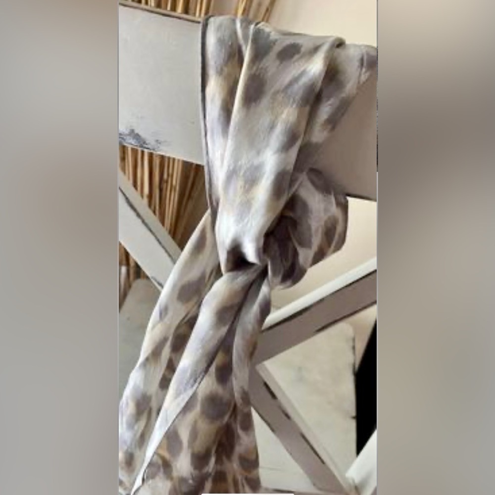 Echo New York Lightweight Oblong Silk Scarf - Neutral Animal Print (45” x 11”)